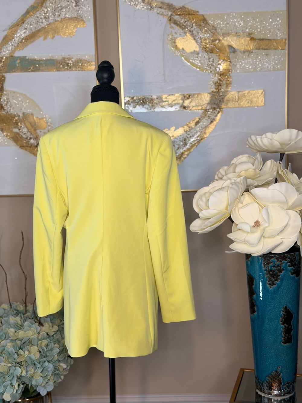 Express Women's Lemon Yellow Single-Button Blazer - Picture 2 of 5